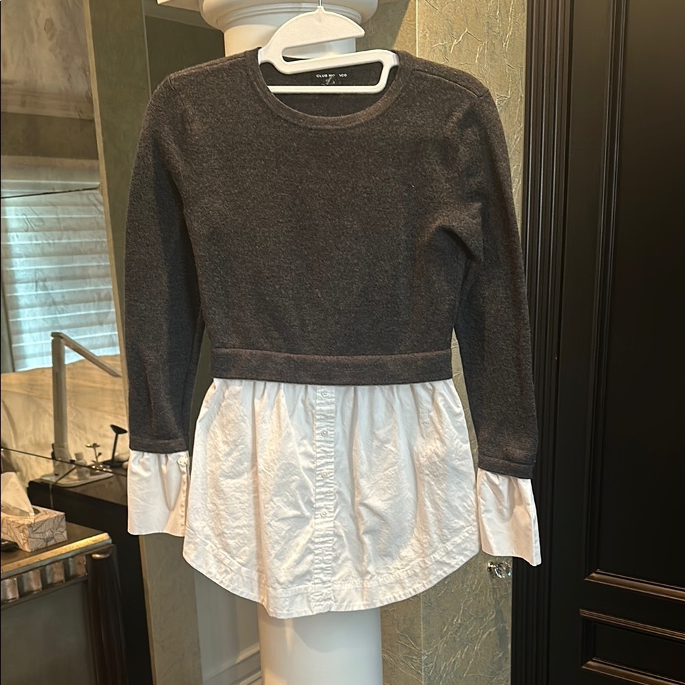 Club Monaco Gray and White Layered Top